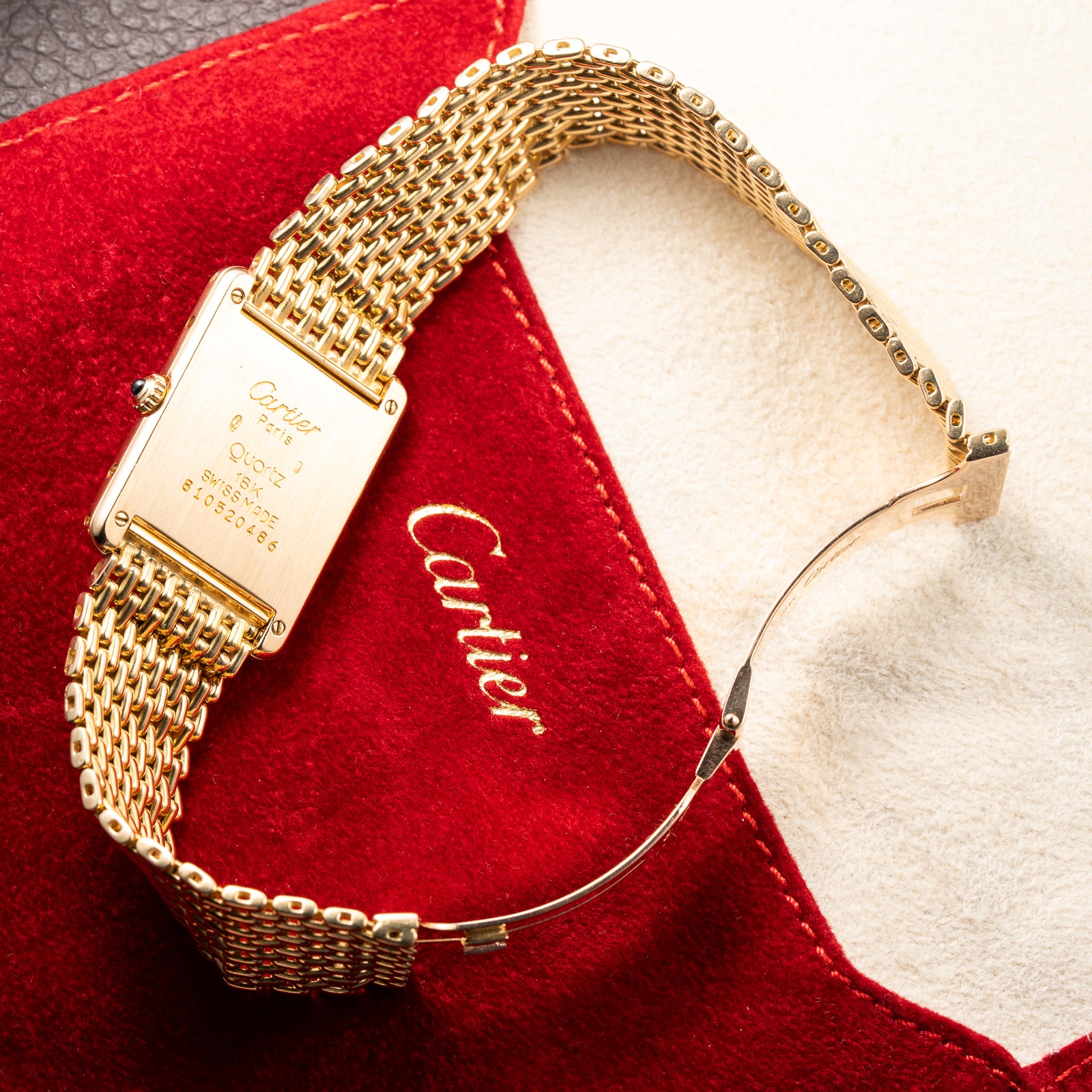 Cartier Tank Louis "Grain de Riz” Beads of Rice bracelet 18k Yellow Gold Ref 81052 from 1980s