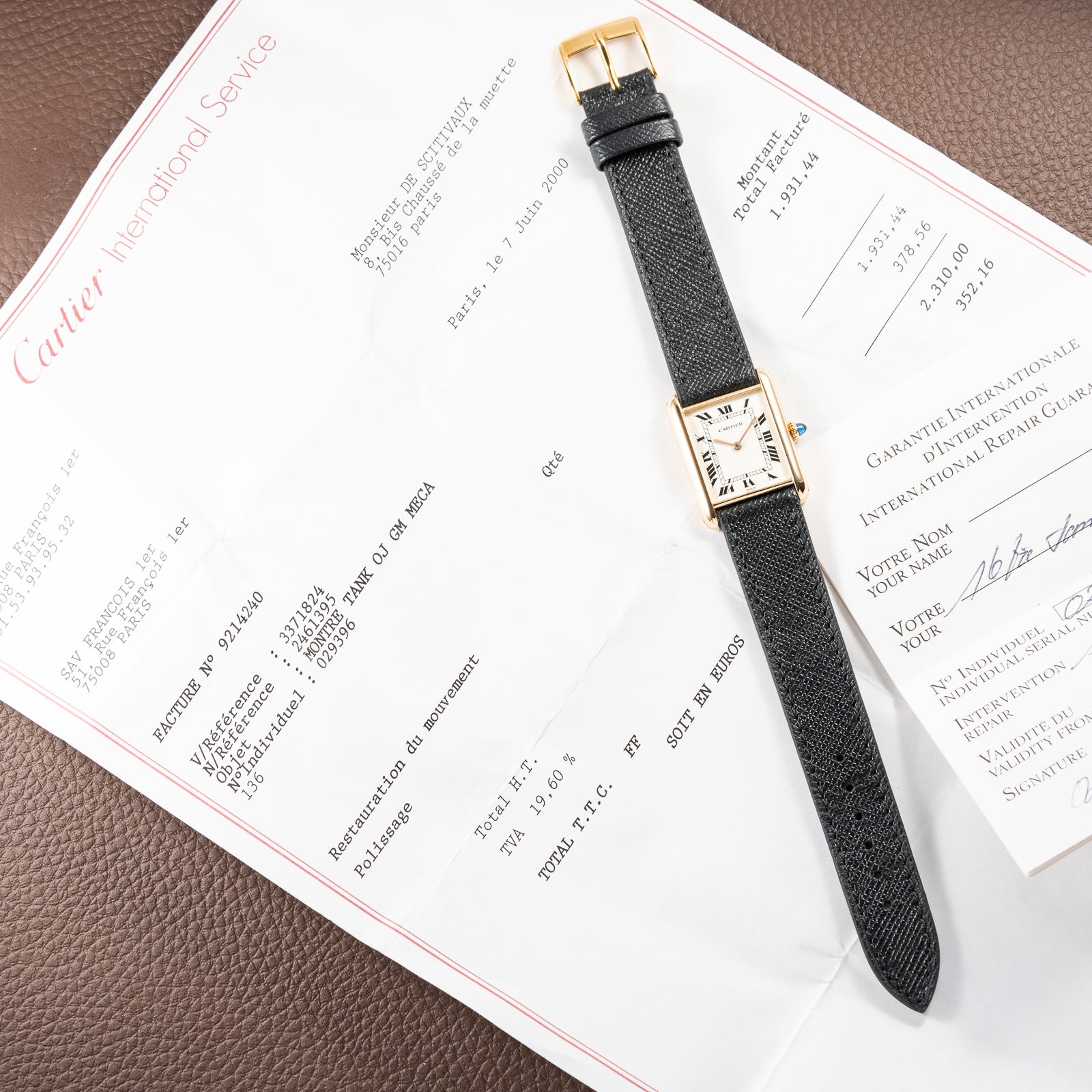 Cartier Tank Louis Paris Dial 18K Yellow Gold Ref. 78086 from 1970s