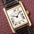 Cartier Tank Louis Lady Quartz PM White Roman Dial 18K Yellow Gold Ref 66001 from 1980s