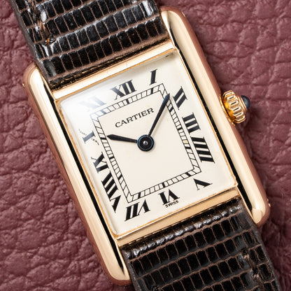 Cartier Tank Louis Lady Quartz PM White Roman Dial 18K Yellow Gold Ref 66001 from 1980s