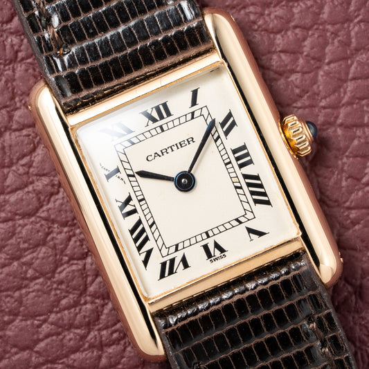 Cartier Tank Louis Lady Quartz PM White Roman Dial 18K Yellow Gold Ref 66001 from 1980s