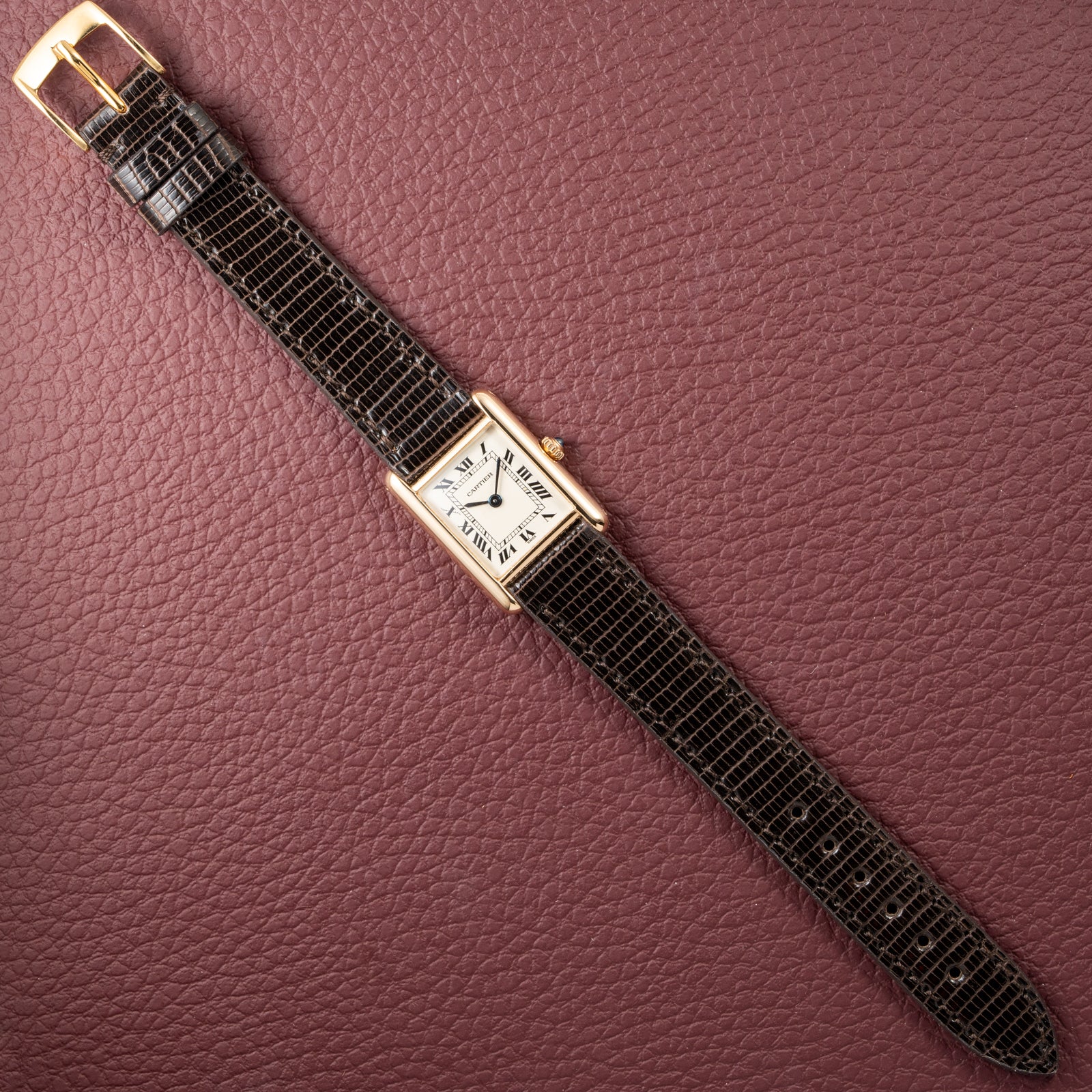 Cartier Tank Louis Lady Quartz PM White Roman Dial 18K Yellow Gold Ref 66001 from 1980s