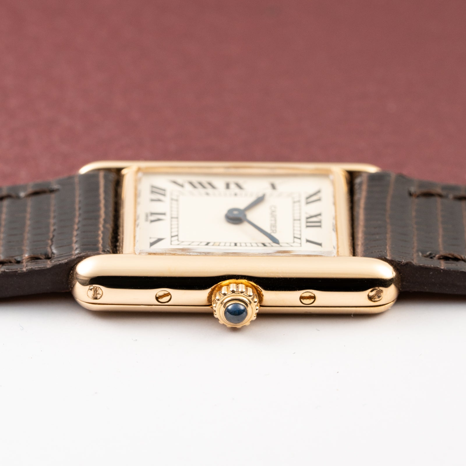 Cartier Tank Louis Lady Quartz PM White Roman Dial 18K Yellow Gold Ref 66001 from 1980s