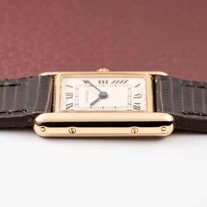 Cartier Tank Louis Lady Quartz PM White Roman Dial 18K Yellow Gold Ref 66001 from 1980s