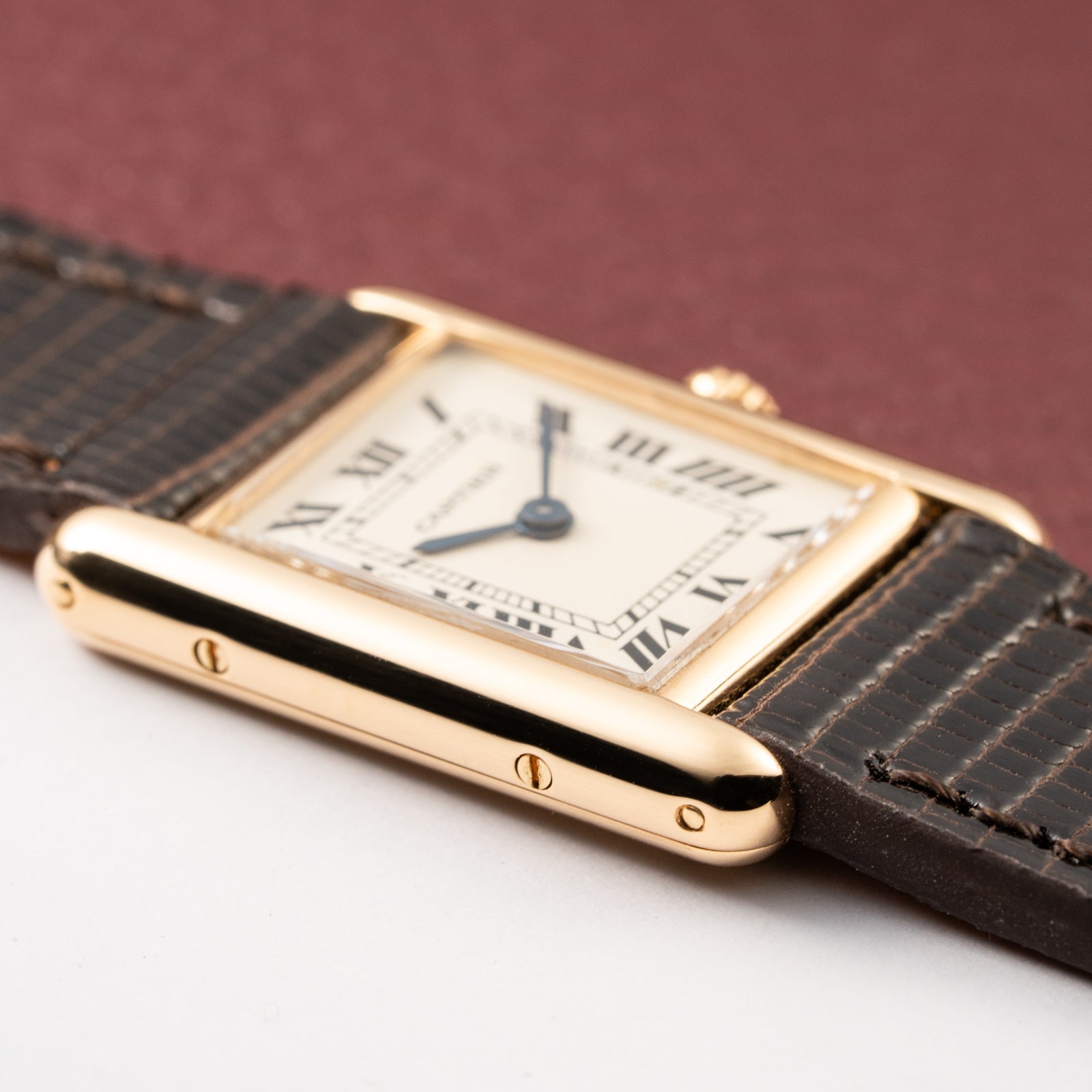 Cartier Tank Louis Lady Quartz PM White Roman Dial 18K Yellow Gold Ref 66001 from 1980s