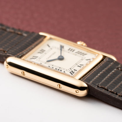 Cartier Tank Louis Lady Quartz PM White Roman Dial 18K Yellow Gold Ref 66001 from 1980s