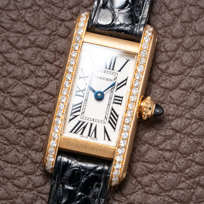 Cartier Tank Louis Mini Allongée 18K Yellow Gold with Diamond Set Case Ref. 2443 Circa 2000
