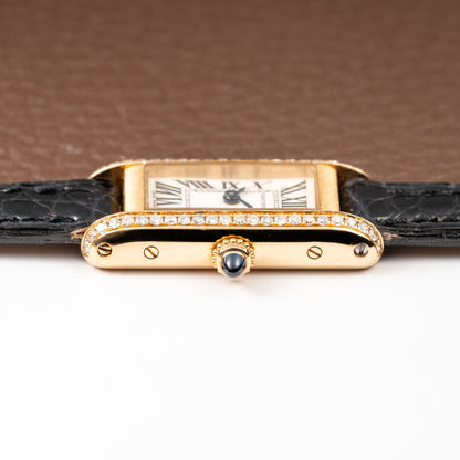 Cartier Tank Louis Mini Allongée 18K Yellow Gold with Diamond Set Case Ref. 2443 Circa 2000