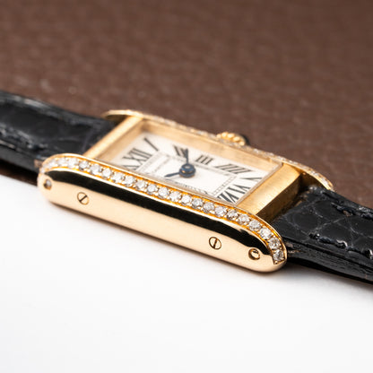 Cartier Tank Louis Mini Allongée 18K Yellow Gold with Diamond Set Case Ref. 2443 Circa 2000