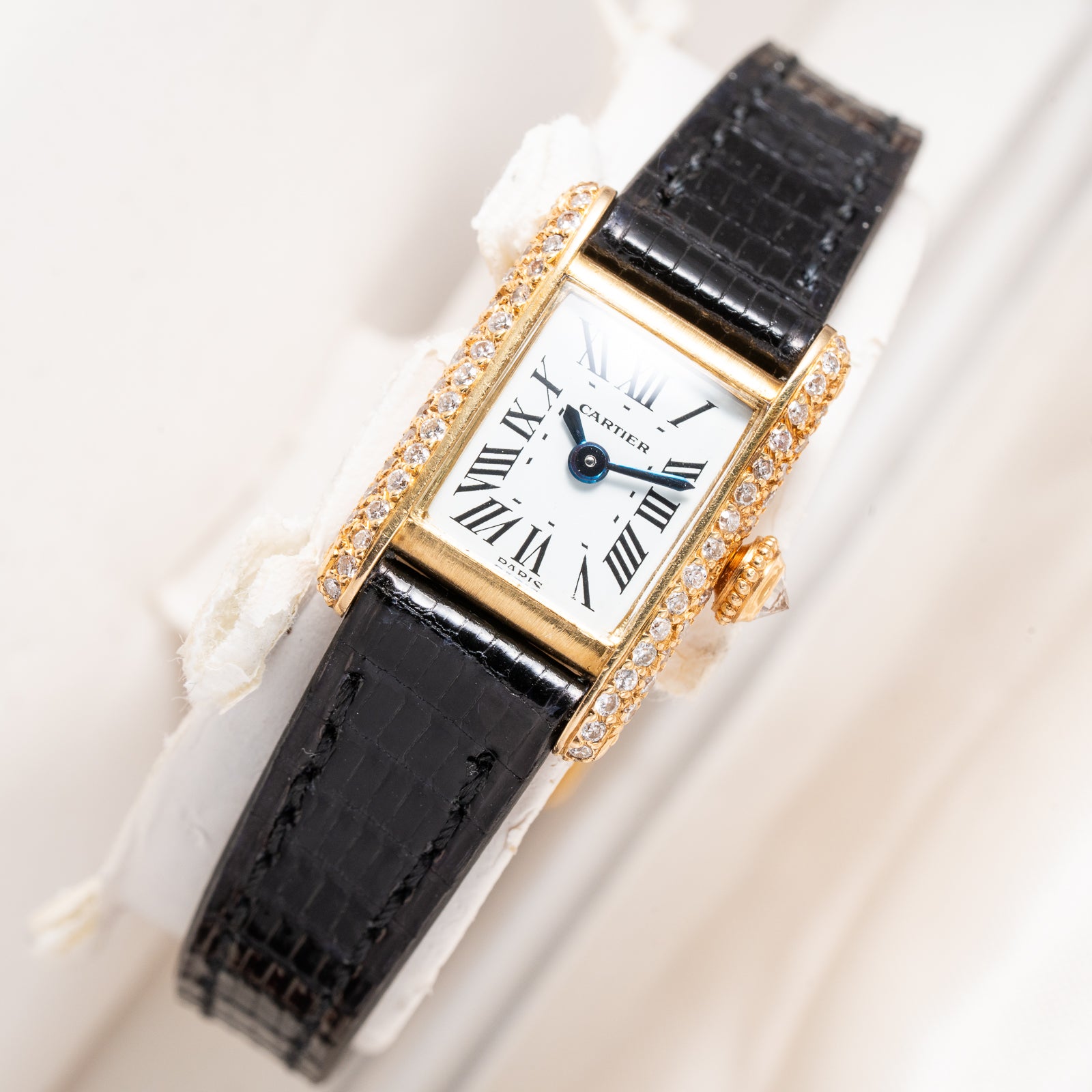 Cartier Tank Louis Mini Diamond Set Factory 18K Yellow Gold from 1970s