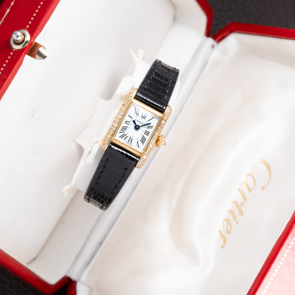Cartier Tank Louis Mini Diamond Set Factory 18K Yellow Gold from 1970s