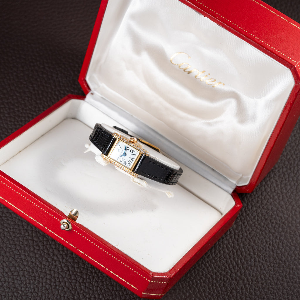 Cartier Tank Louis Mini Diamond Set Factory 18K Yellow Gold from 1970s