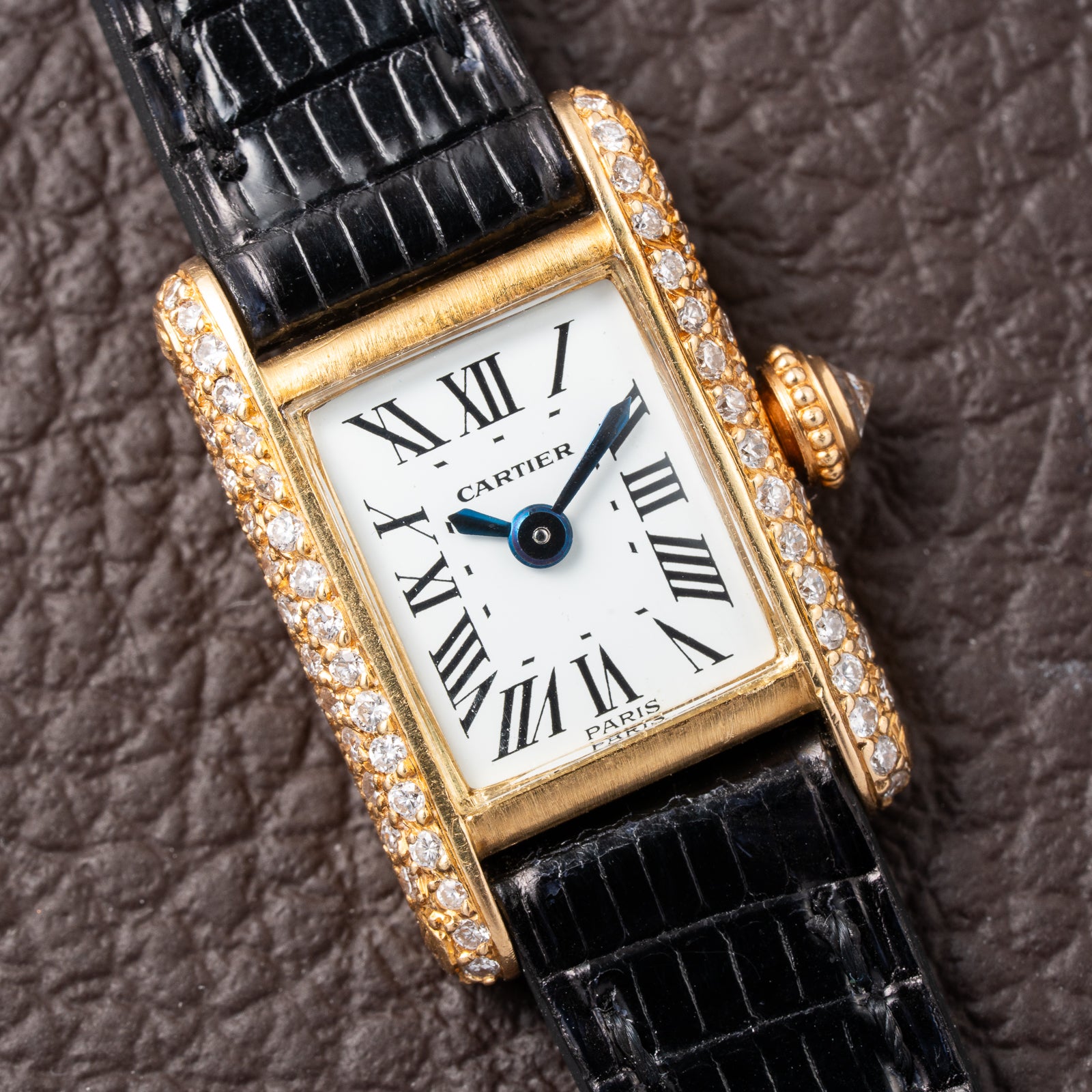 Cartier Tank Louis Mini Diamond Set Factory 18K Yellow Gold from 1970s