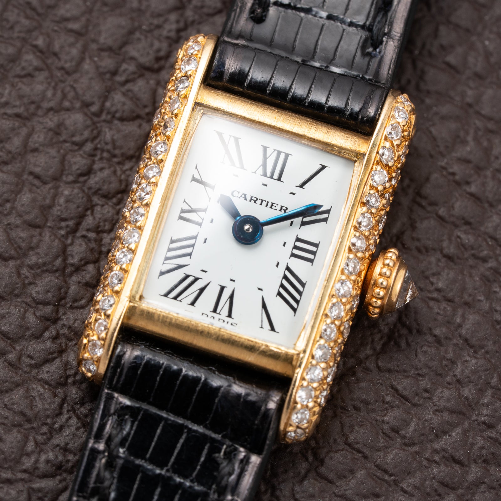 Cartier Tank Louis Mini Diamond Set Factory 18K Yellow Gold from 1970s