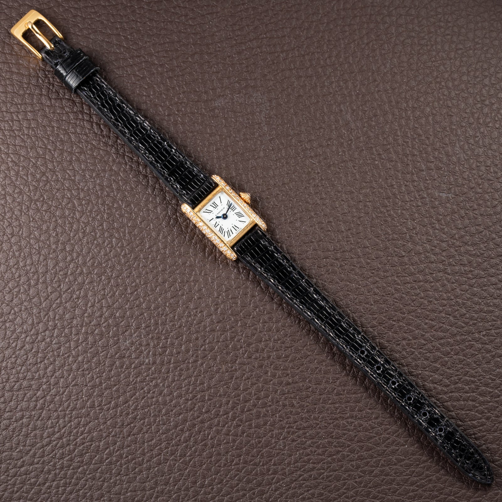 Cartier Tank Louis Mini Diamond Set Factory 18K Yellow Gold from 1970s
