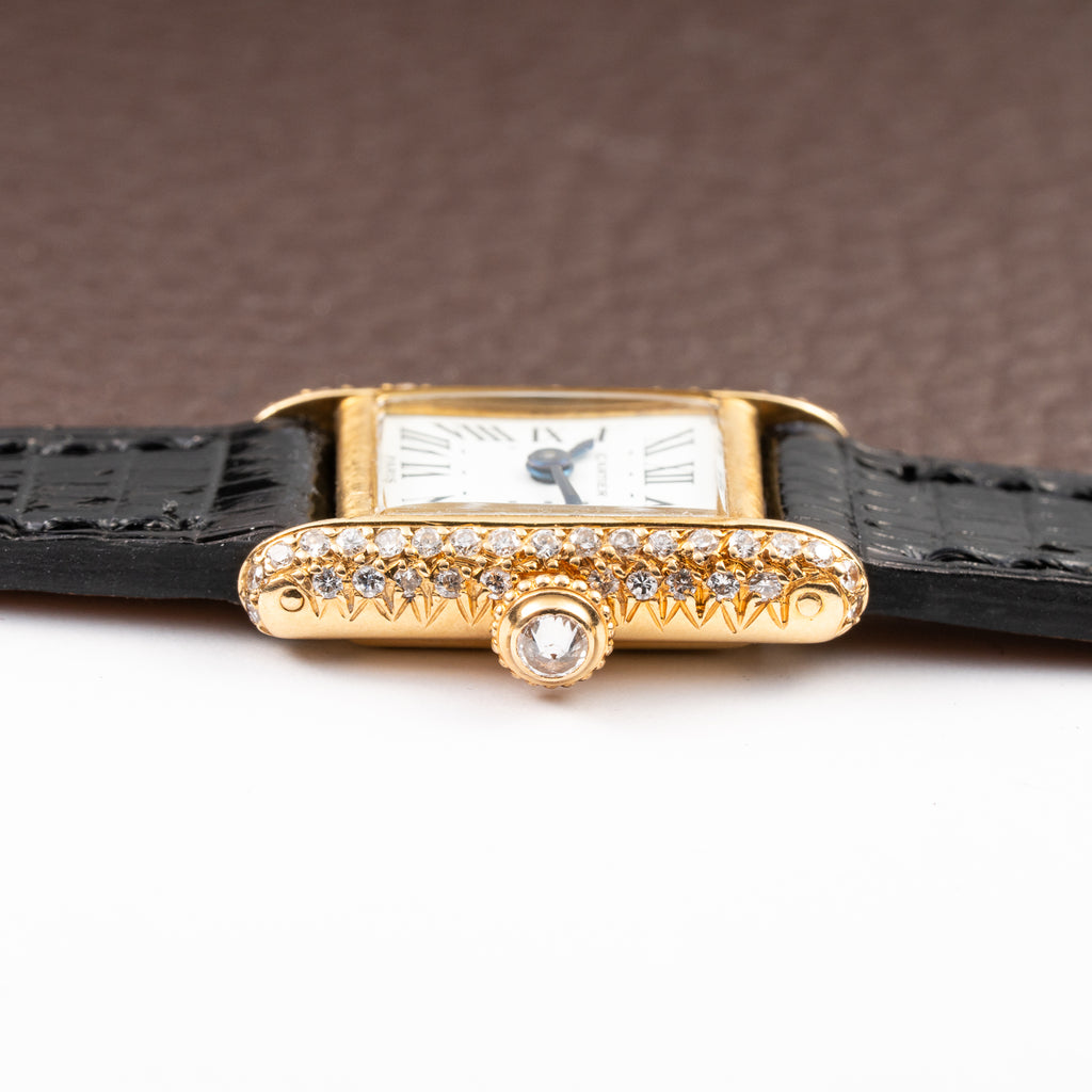 Cartier Tank Louis Mini Diamond Set Factory 18K Yellow Gold from 1970s