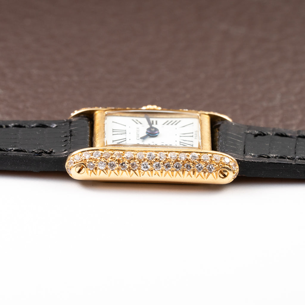 Cartier Tank Louis Mini Diamond Set Factory 18K Yellow Gold from 1970s
