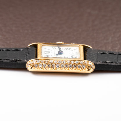 Cartier Tank Louis Mini Diamond Set Factory 18K Yellow Gold from 1970s