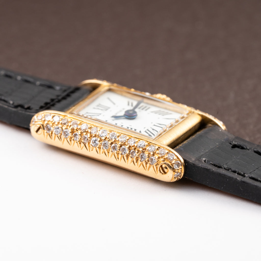 Cartier Tank Louis Mini Diamond Set Factory 18K Yellow Gold from 1970s