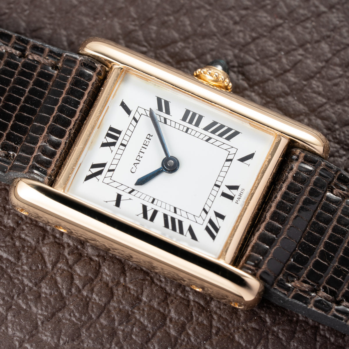 Cartier Tank Louis 'Paris' Dial 18K Yellow Gold PM Ref 78087 from 1970s