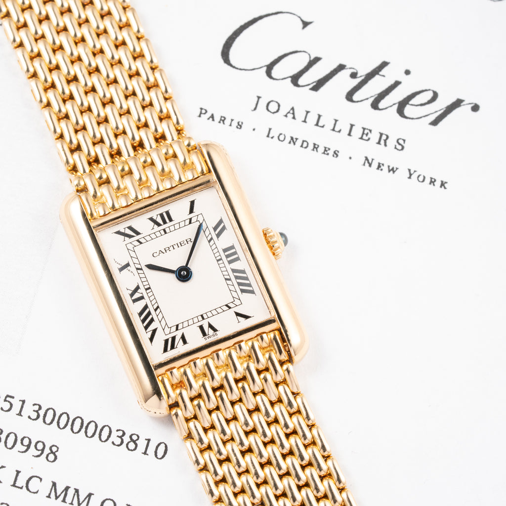 Cartier Tank Louis PM Grain de Riz 18K Yellow Gold Cartier Service 2025 Ref. 86601 from 1990s