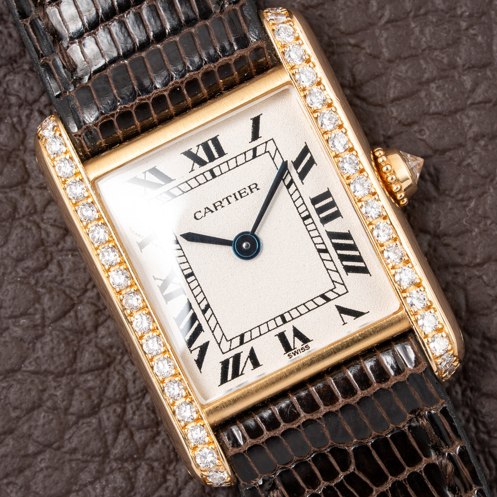 Cartier Tank Louis Factory Diamond Set 18K Yellow Gold Ref 1151 from 1990s