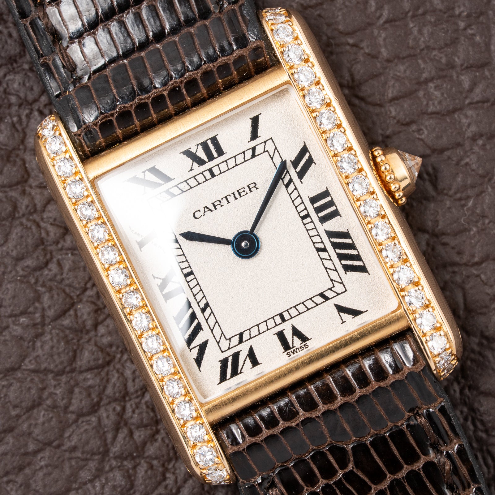 Cartier Tank Louis Factory Diamond Set 18K Yellow Gold Ref 1151 from 1990s