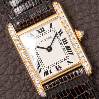 Cartier Tank Louis Factory Diamond Set 18K Yellow Gold Ref 1151 from 1990s