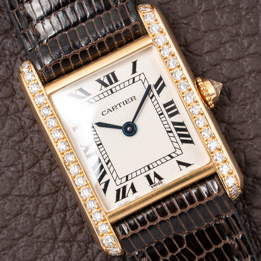 Cartier Tank Louis Factory Diamond Set 18K Yellow Gold Ref 1151 from 1990s