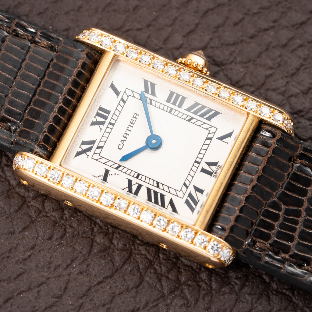 Cartier Tank Louis Factory Diamond Set 18K Yellow Gold Ref 1151 from 1990s