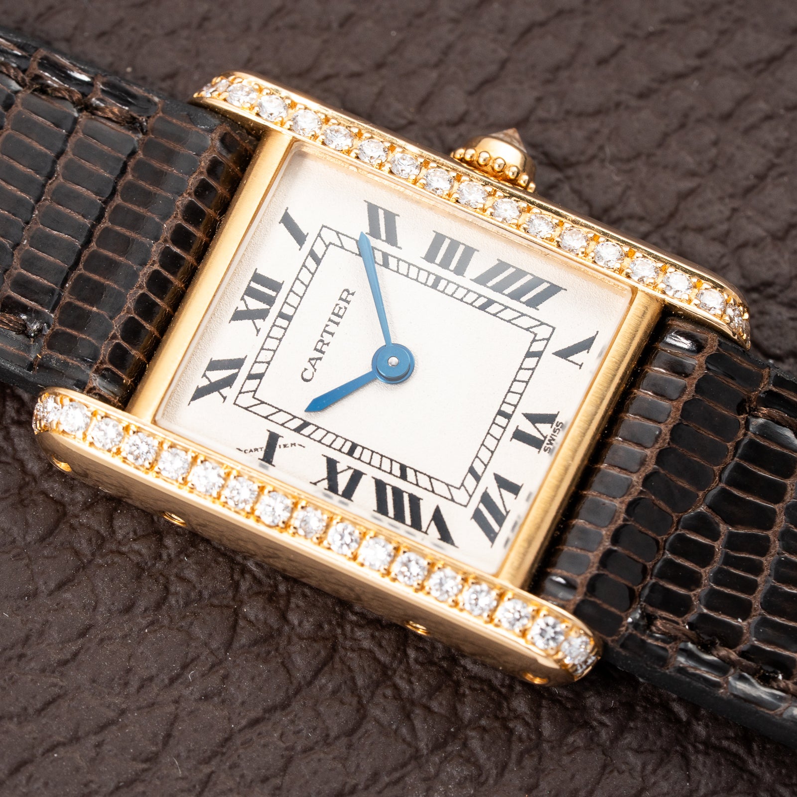 Cartier Tank Louis Factory Diamond Set 18K Yellow Gold Ref 1151 from 1990s
