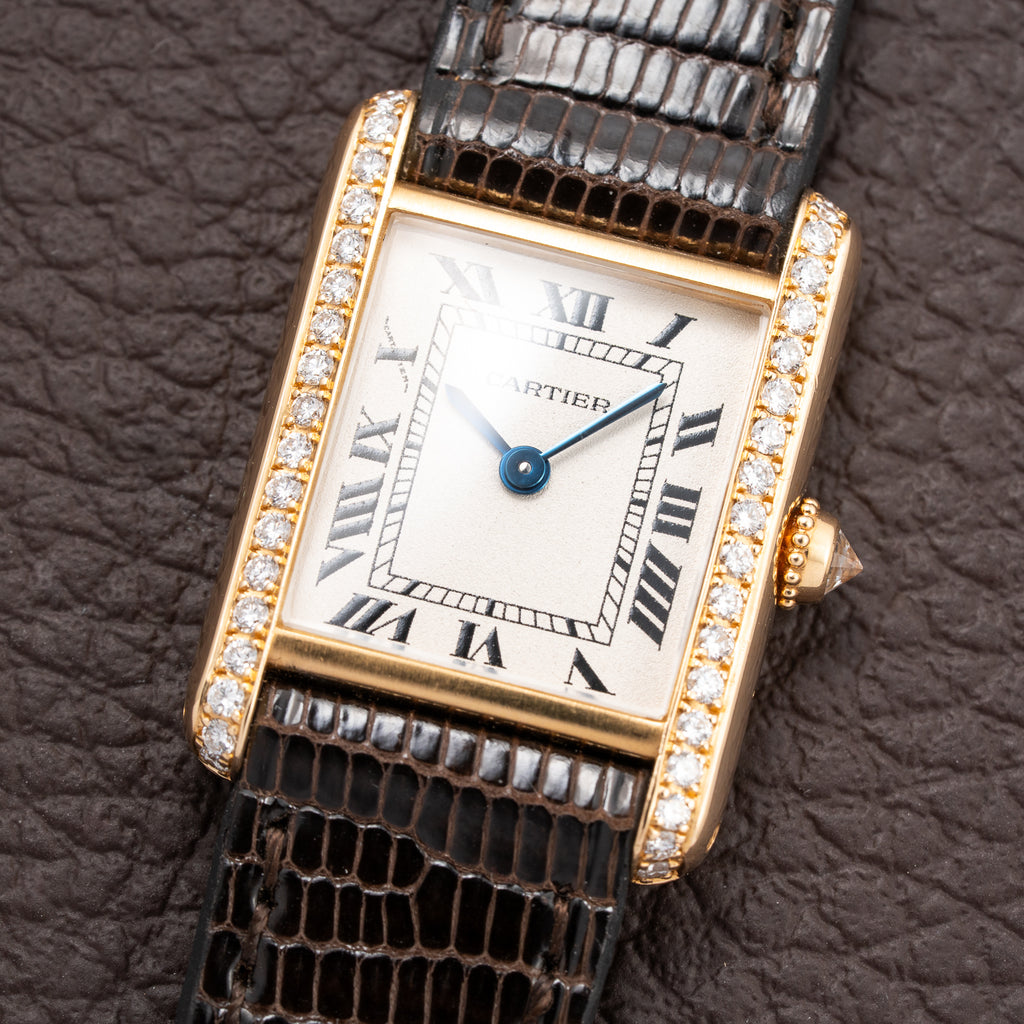 Cartier Tank Louis Factory Diamond Set 18K Yellow Gold Ref 1151 from 1990s