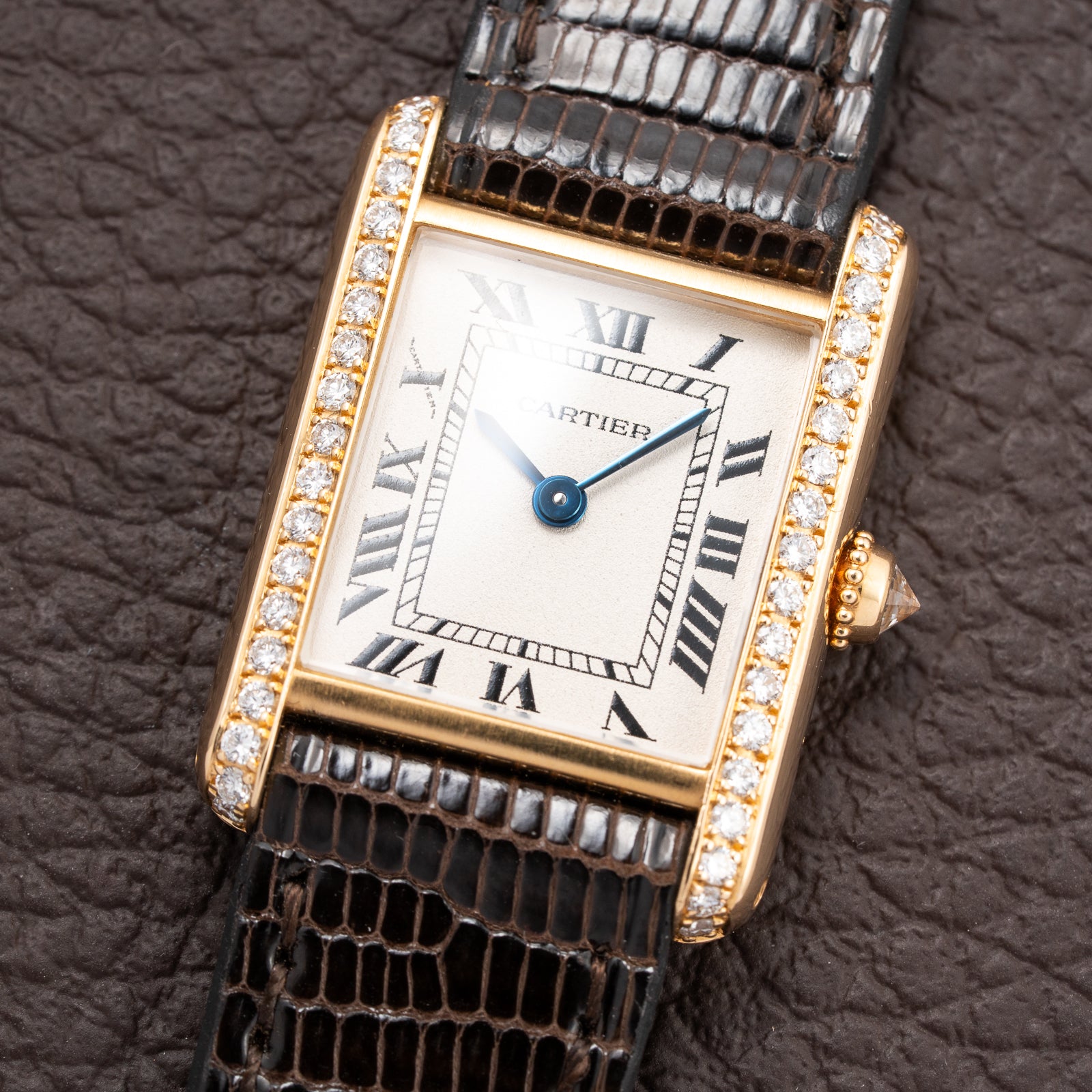 Cartier Tank Louis Factory Diamond Set 18K Yellow Gold Ref 1151 from 1990s