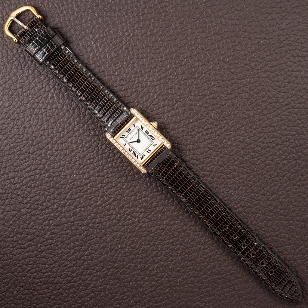 Cartier Tank Louis Factory Diamond Set 18K Yellow Gold Ref 1151 from 1990s