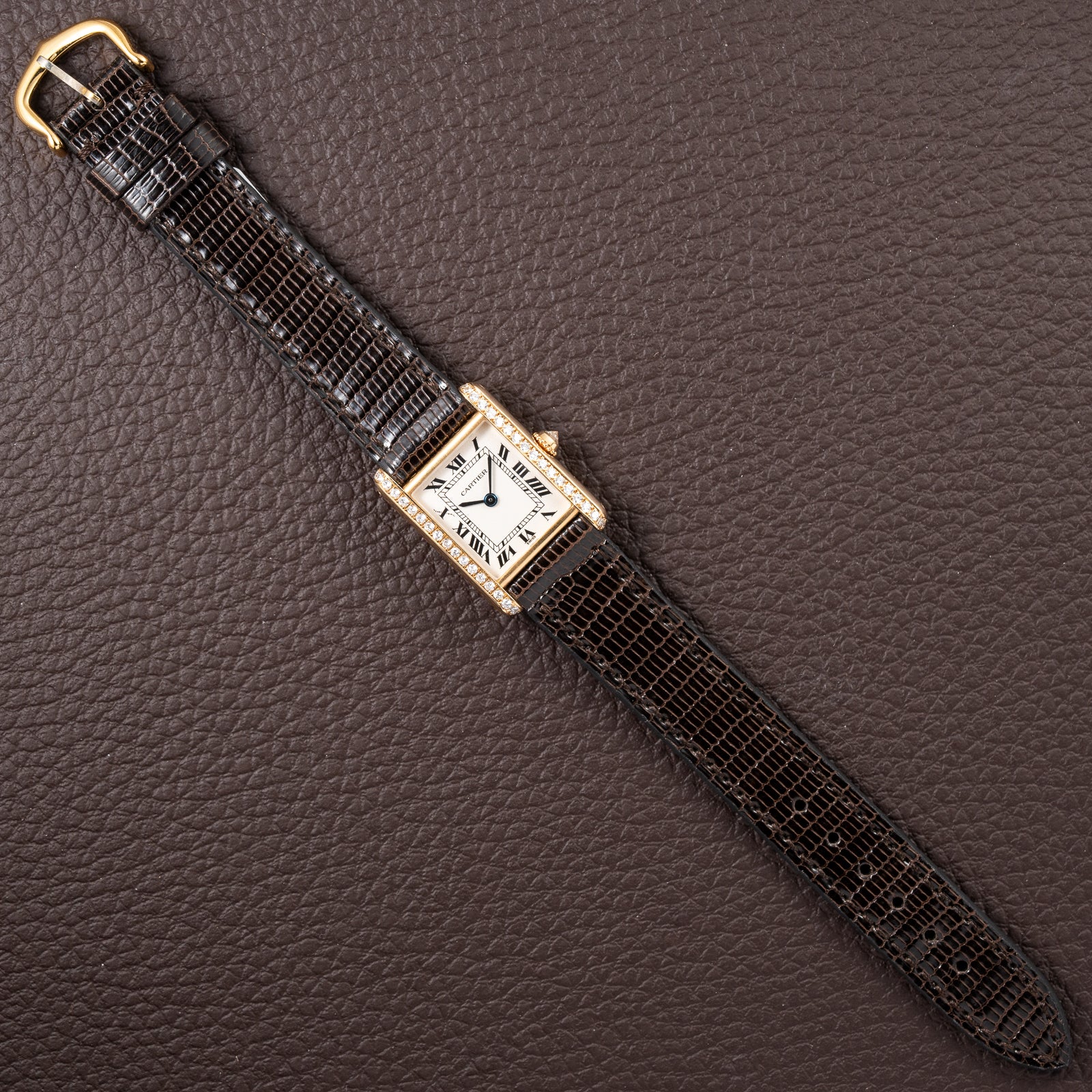 Cartier Tank Louis Factory Diamond Set 18K Yellow Gold Ref 1151 from 1990s