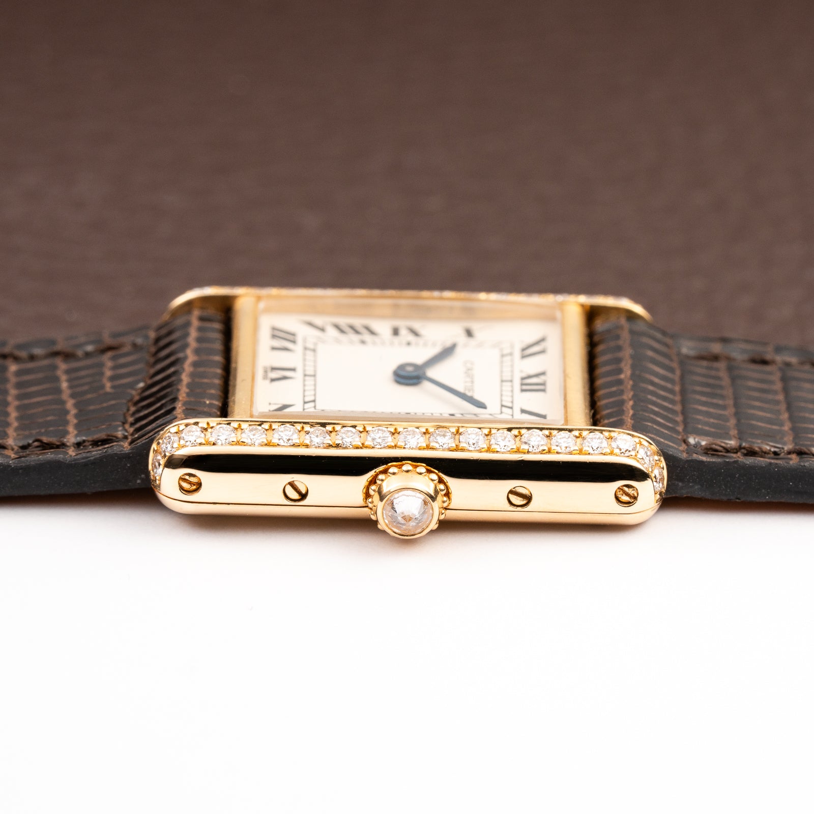 Cartier Tank Louis Factory Diamond Set 18K Yellow Gold Ref 1151 from 1990s