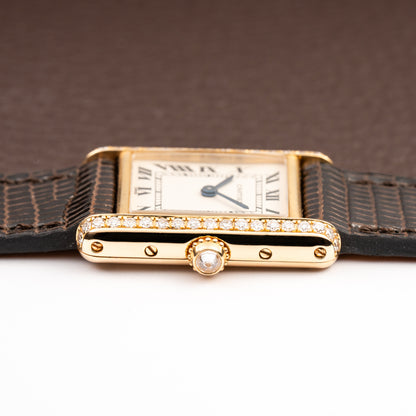 Cartier Tank Louis Factory Diamond Set 18K Yellow Gold Ref 1151 from 1990s