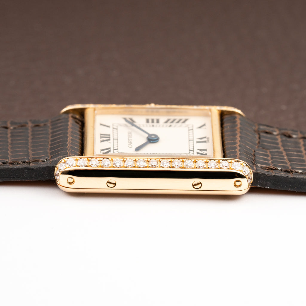 Cartier Tank Louis Factory Diamond Set 18K Yellow Gold Ref 1151 from 1990s