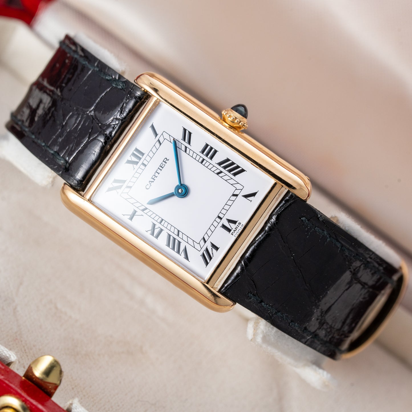 Cartier Tank Louis Paris Dial 18K Ref. 78086 with box and booklets from the 1980s