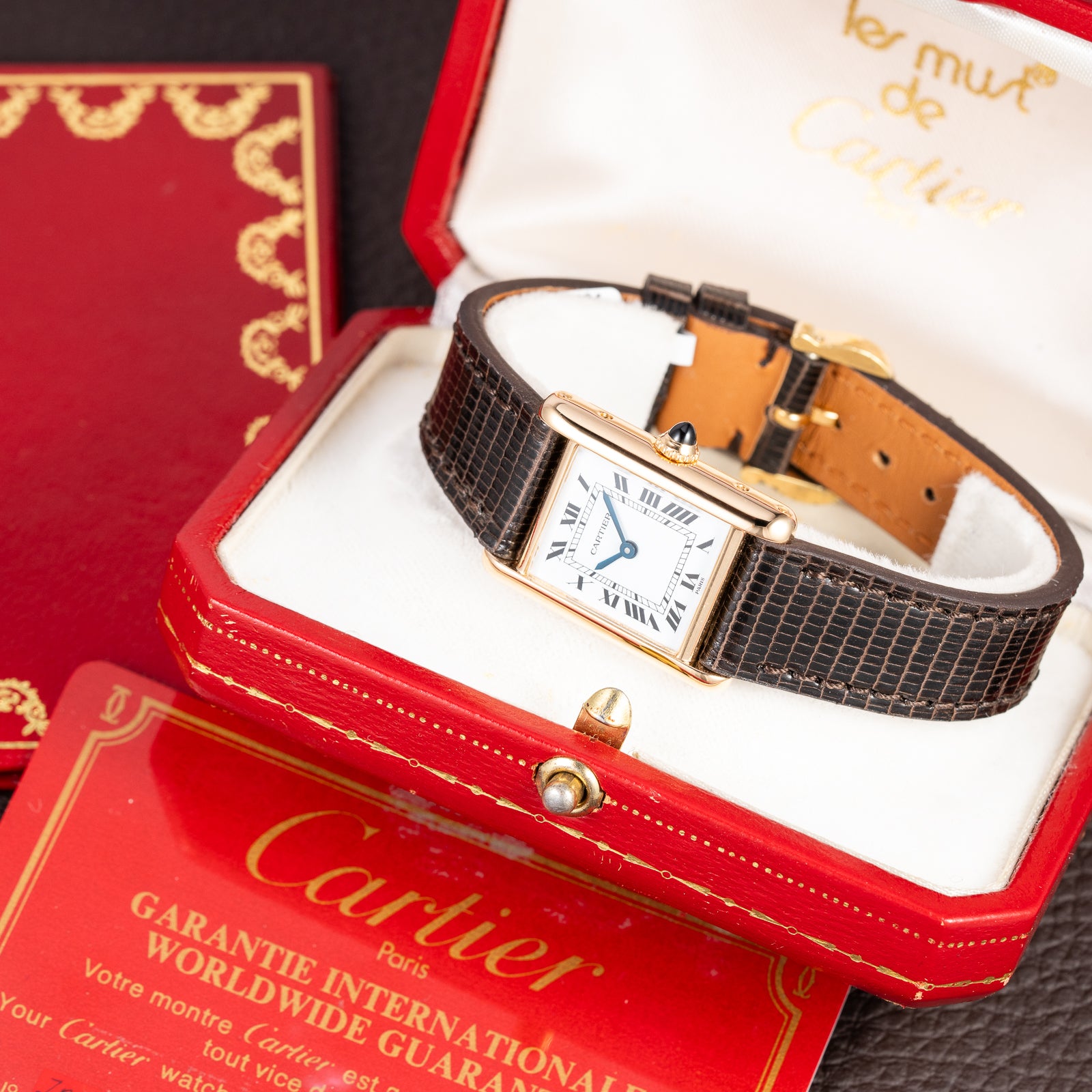 Cartier Tank Louis Paris Dial Full Set 18K Yellow Gold PM Ref 78087 from 1979