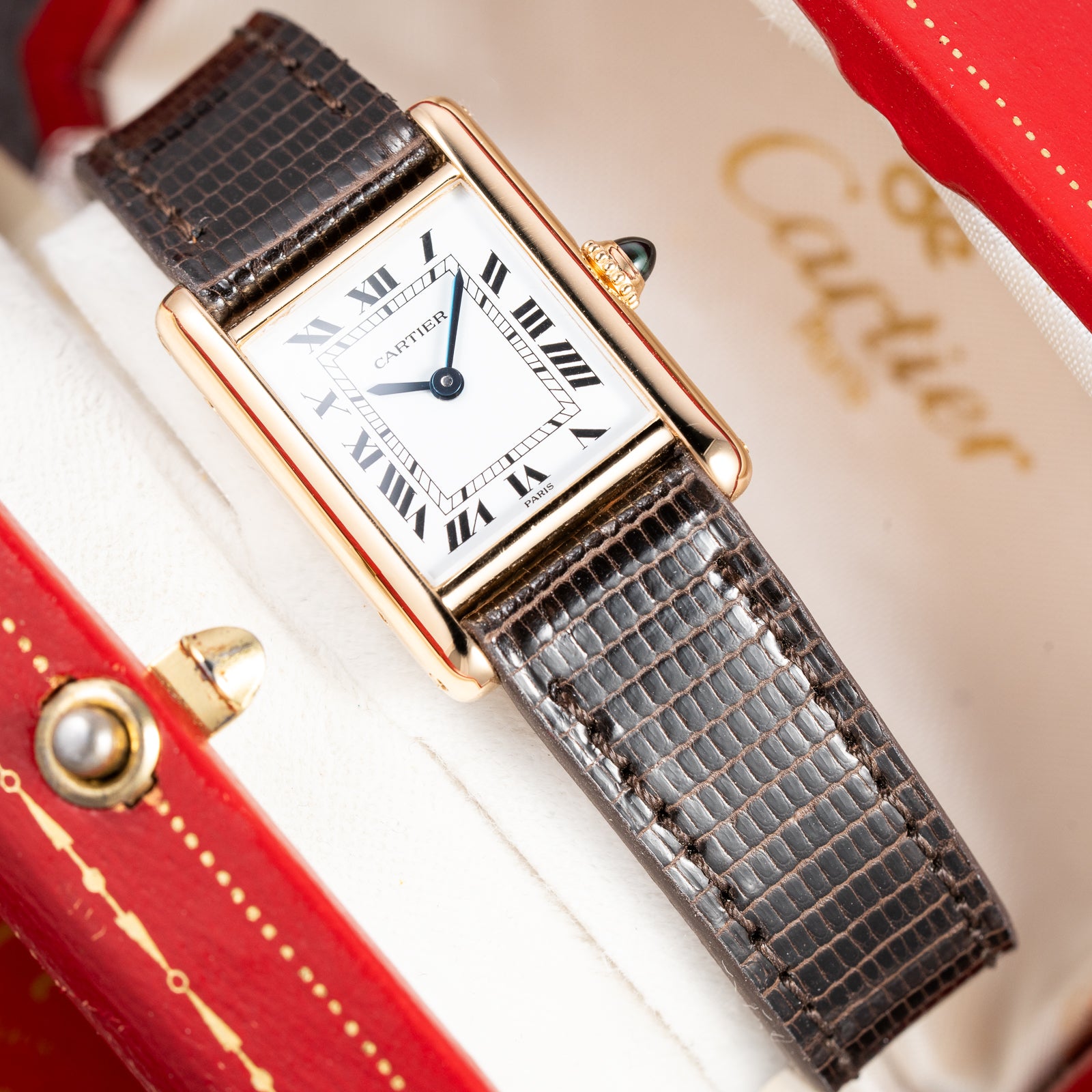 Cartier Tank Louis Paris Dial Full Set 18K Yellow Gold PM Ref 78087 from 1979