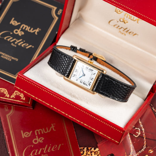 Cartier Tank Louis Paris Dial 18K Yellow Gold PM Ref 78087 from 1980s