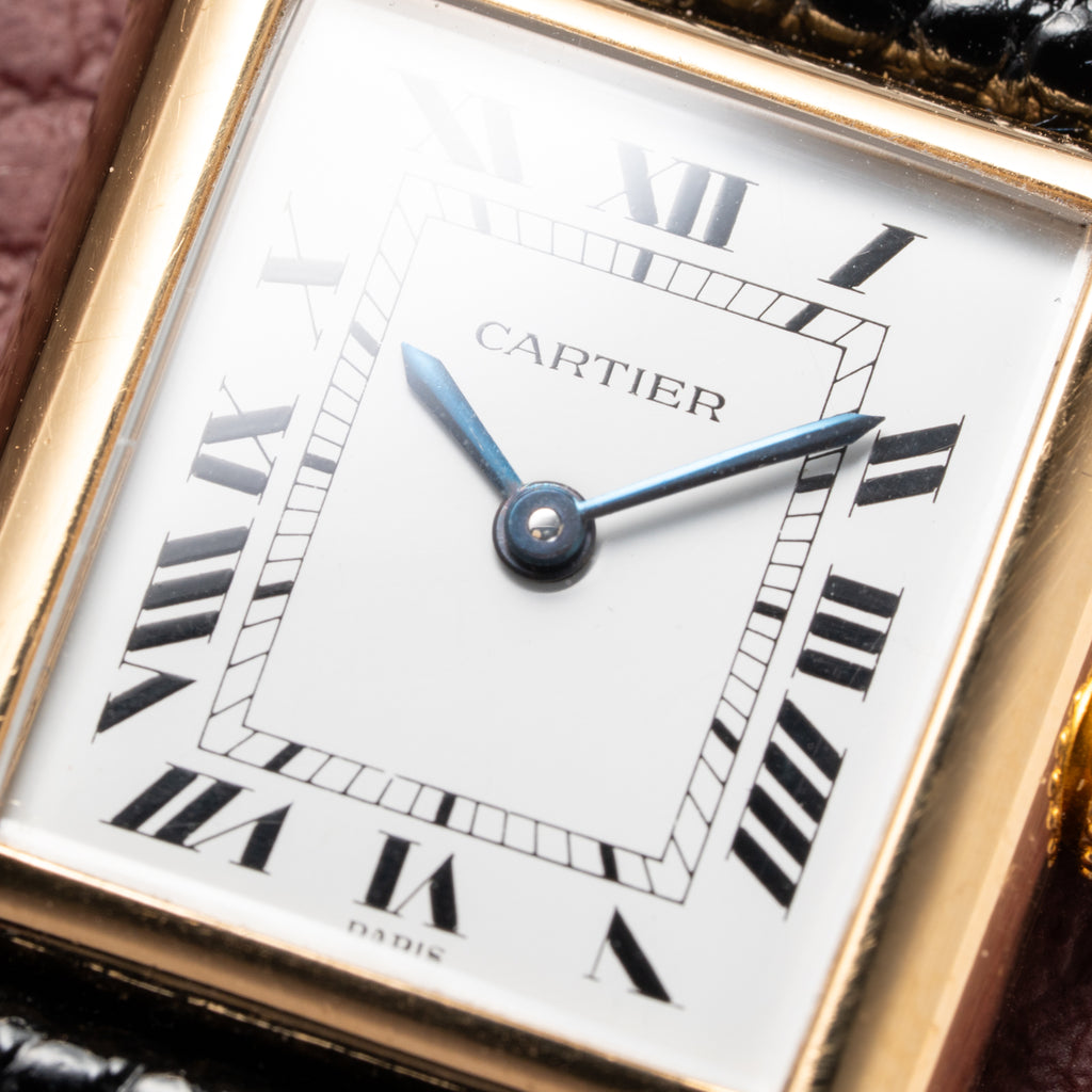 Cartier Tank Louis Paris Dial 18K Yellow Gold PM Ref 78087 from 1980s