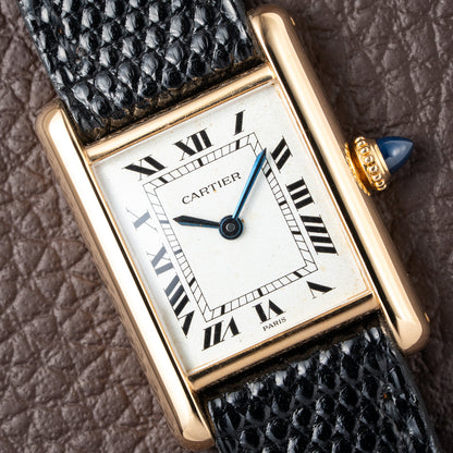 Cartier Tank Louis Paris Dial 18K Yellow Gold PM Ref 78087 from 1980s