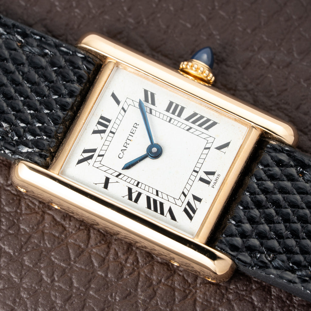 Cartier Tank Louis Paris Dial 18K Yellow Gold PM Ref 78087 from 1980s