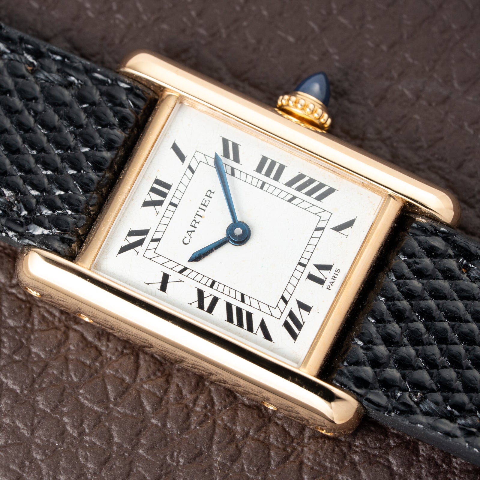 Cartier Tank Louis Paris Dial 18K Yellow Gold PM Ref 78087 from 1980s