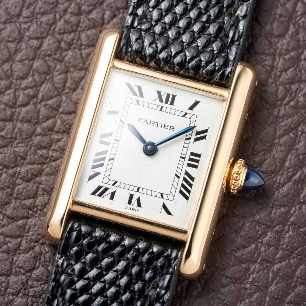 Cartier Tank Louis Paris Dial 18K Yellow Gold PM Ref 78087 from 1980s