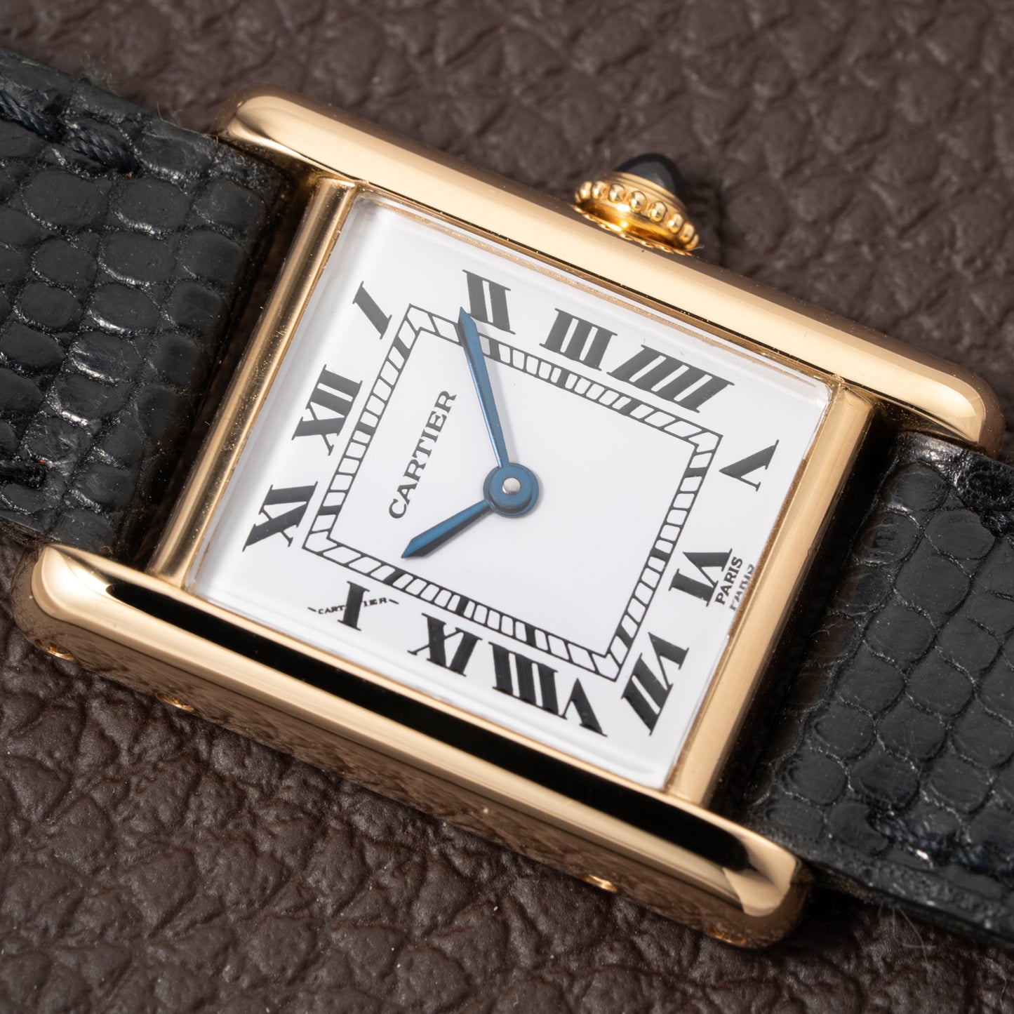 Cartier Tank Louis 'Paris' Dial 18K Yellow Gold PM Ref 78087 from 1970s