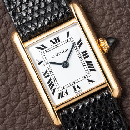 Cartier Tank Louis Paris Dial 18K Yellow Gold PM Ref 78087 from 1980s
