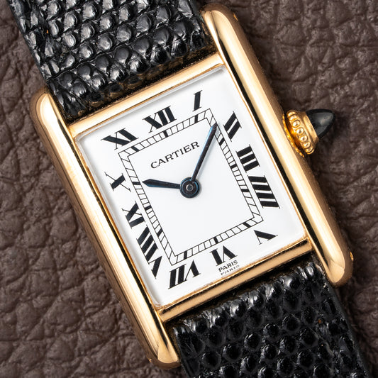 Cartier Tank Louis Paris Dial 18K Yellow Gold PM Ref 78087 from 1980s